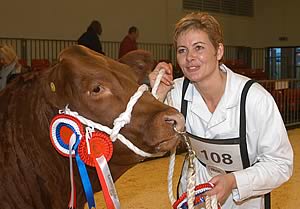 2004 Supreme Beef Champion, Mistique, a 14 month old-Limousin Cross heifer, shown by Sharon Sellers