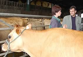 Mr Marinkovic with Mrs Reader in at the Evenley farm.