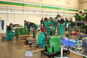 Apprentices undergoing training in the John Deere workshops at Langar.