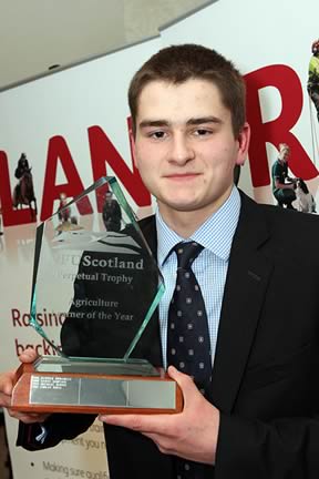 Finlay Ross with his Landbased and Aquaculture Learner of the Year award
