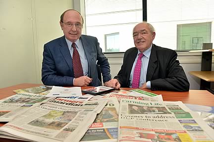 Reflecting on the continuing business generated by a trade mission to the Netherlands last May are agricultural PR practitioner Rodney Magowan, left, and Alderman Jim Dillon of Lisburn City Council.
